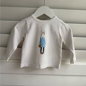 Jacadi White Long Sleeve Shirt with Bunny Design